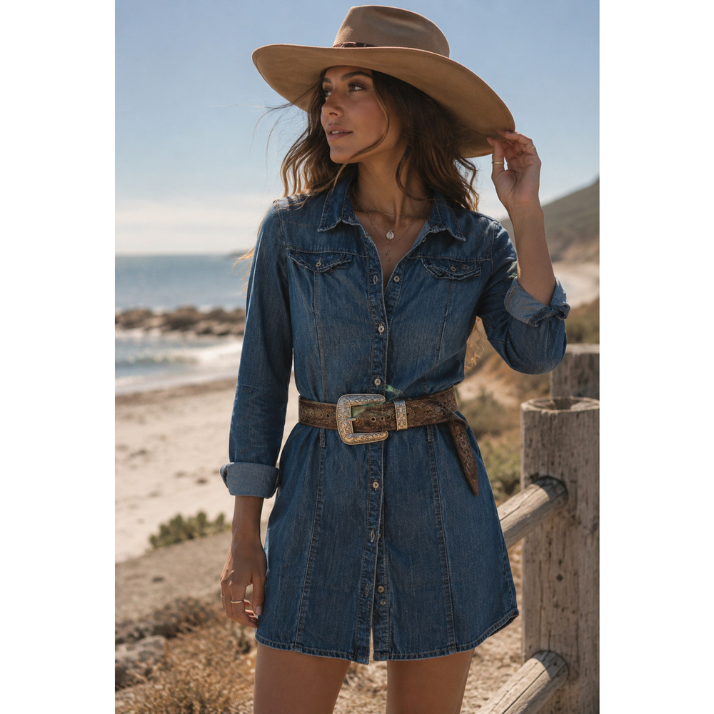 Diesel chambray denim dress Size Large Coastal Cowgirl Western Chic festival
